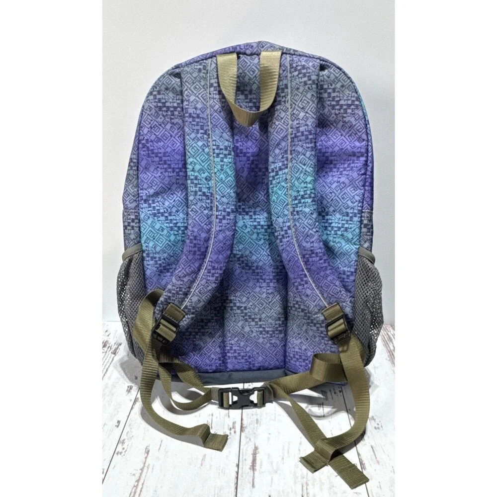 L.L.Bean Blue Purple Gray Backpack Zip Padded Straps Reflective